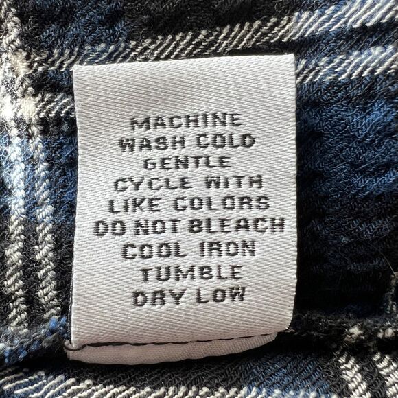 Habitat Blue Plaid A Line Long Button Front 3/4 Sleeve Top Lagenlook Large A24 - Picture 5 of 7